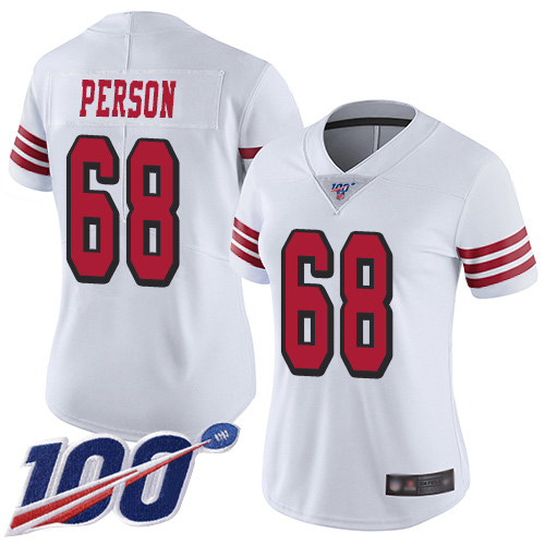 San Francisco 49ers Limited White Women Mike Person NFL Jersey #68 100th Season Rush Vapor Untouchable->women nfl jersey->Women Jersey